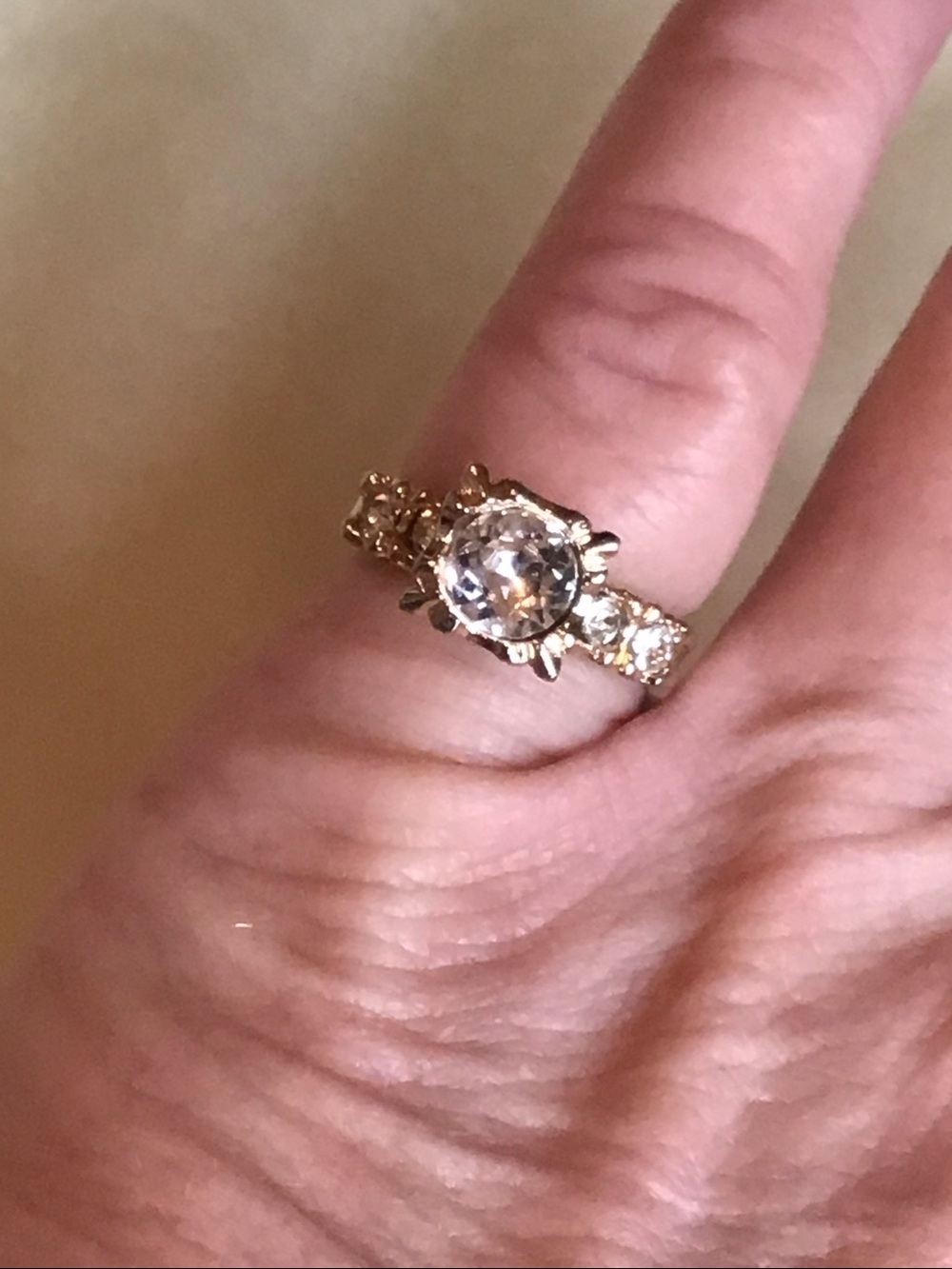 Vintage Gold Toned Ring with Sparkling Rhinestones